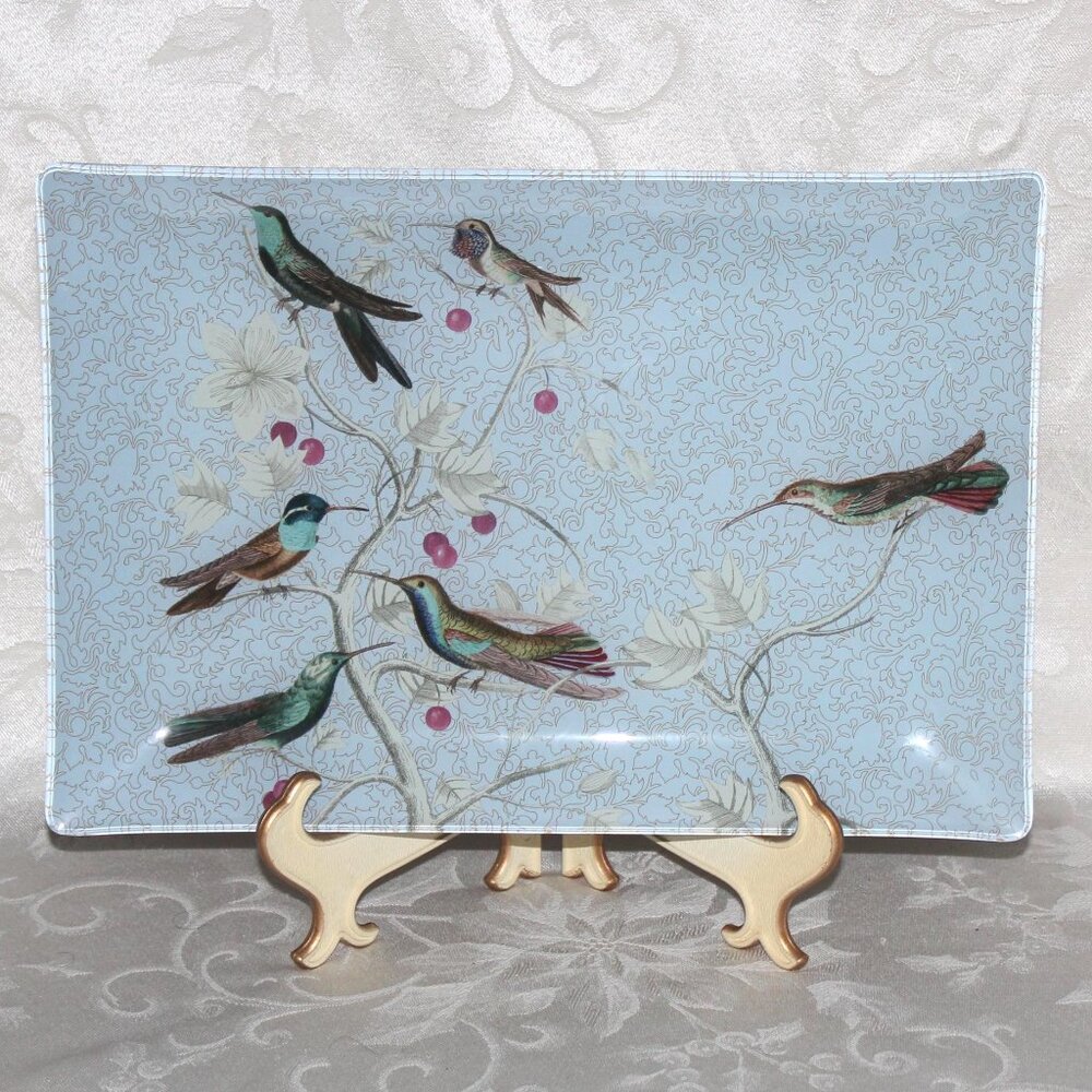 Hummingbirds Decorative Glass Tray | Fringe Studio Tray #512019